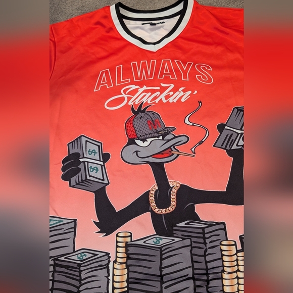 Daffy Duck Makobi Rich & Famous Jersey Always Stackin Stacks #36 Duck 2X - Picture 2 of 9